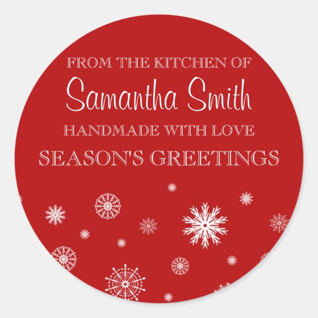 Noël de la cuisine de Sticker Neige rouge (Devant)