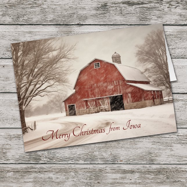 Noël de la grange rouge dans l'Iowa Card (Créateur téléchargé)