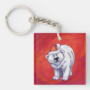 Noël de l'ours polaire sur le rouge