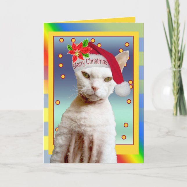 Noël de Meow de Père Noël de chat de la carte | (Devant)