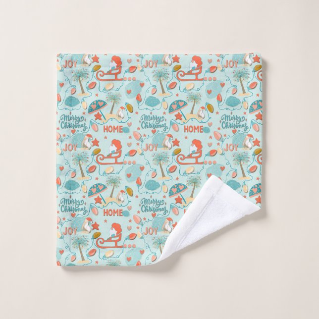 Noël de plage, vacances côtières, Serviette (Gant de toilette)