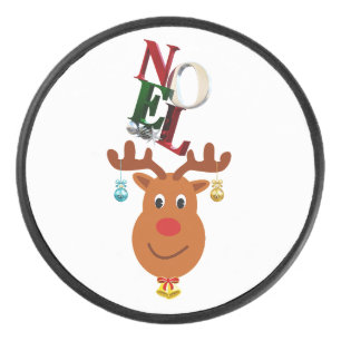 Noel Deer Bells Bauble Rudolf Snowflakes Christmas Hockey Puck