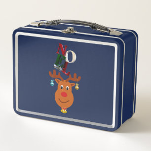 Noel Deer Bells Bauble Rudolf Snowflakes Christmas Metal Lunch Box