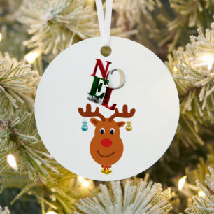 Noel Deer Bells Bauble Rudolf Snowflakes Christmas Metal Ornament