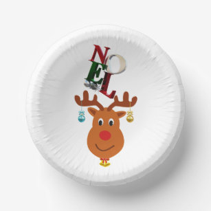Noel Deer Bells Bauble Rudolf Snowflakes Christmas Paper Plate