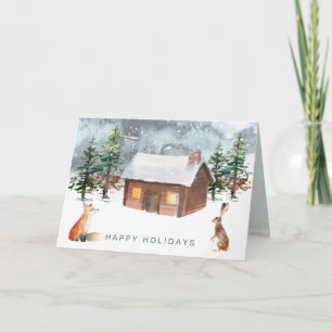 Noël des bois, carte de voeux pliée pour les anima