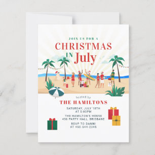Noël D'Été En Juillet Fête Invitation