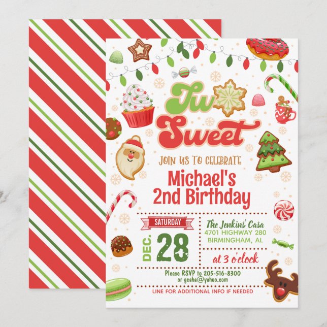 Noël Deux doux Invitation Anniversaire (Devant / Derrière)
