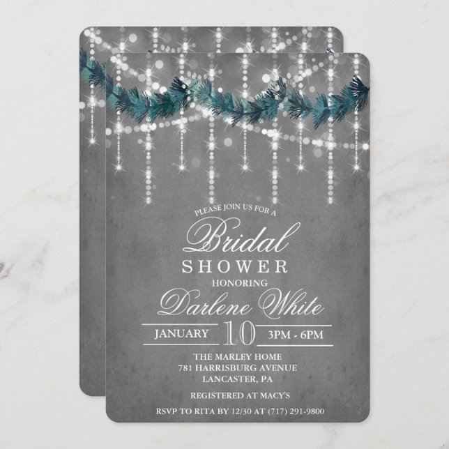 Noël d'hiver Invitation de la nuptiale douche (Devant / Derrière)