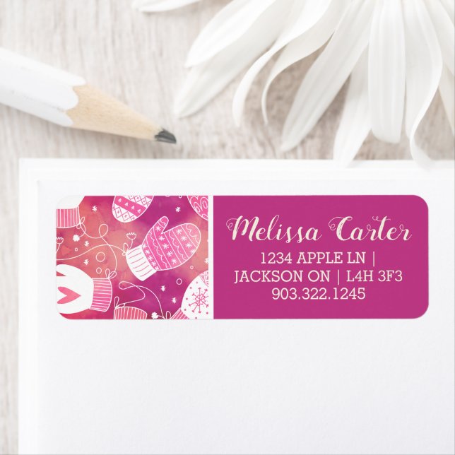 Noël d'hiver Mittens Motif en rose (En situation)