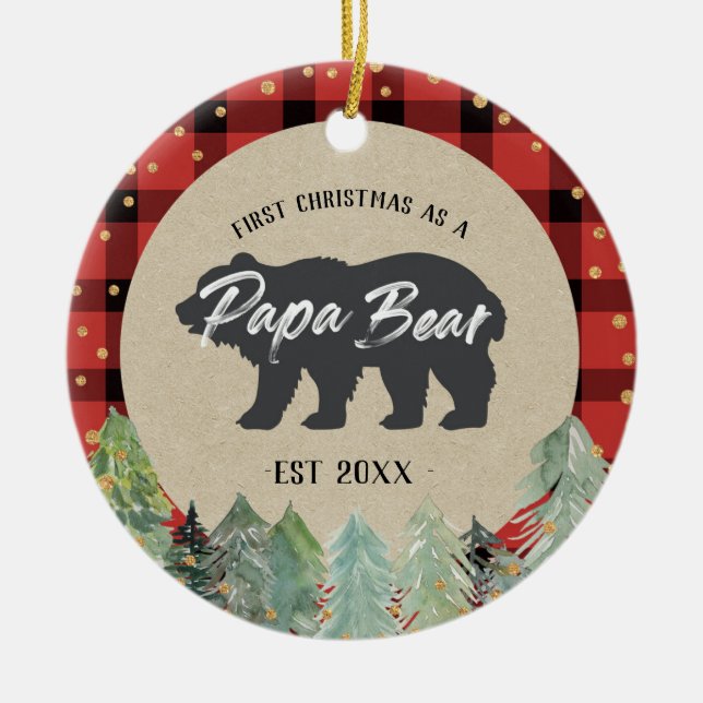 Noël d'or d'hiver comme ornement d'ours de Papa (Devant)