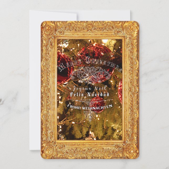 Noël doré de luxe - Carte d'invitation (Devant)