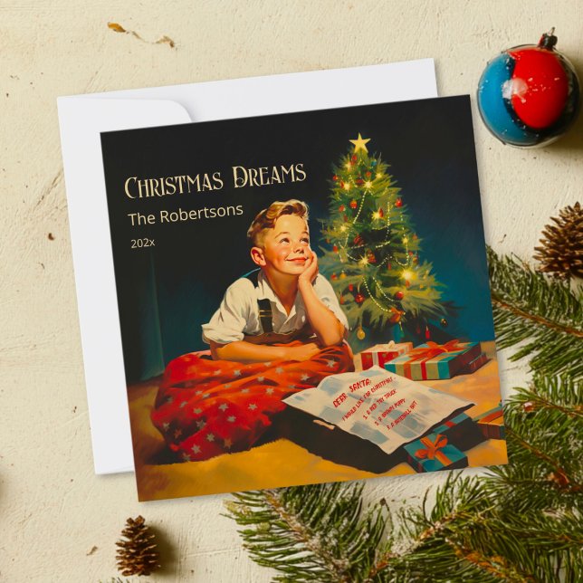 Noël Dreams Nostalgale Carte de vacances (Christmas Dreams Nostalgic Holiday Flat Card)