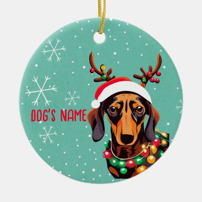Noël du chien mignon Dachshund Ornement personnali (Devant)