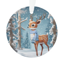 Noël du mignon cerf en hiver