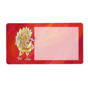 Noël Du Poulet Sur Rouge