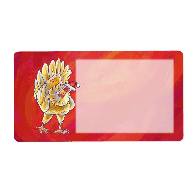 Noël Du Poulet Sur Rouge (Devant)