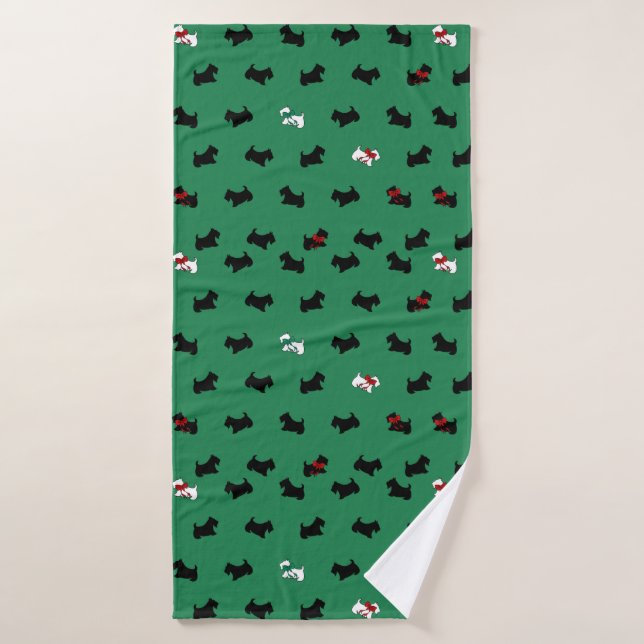 Noël écossais Terrier Grand Serviette de bain (Serviette de bain)