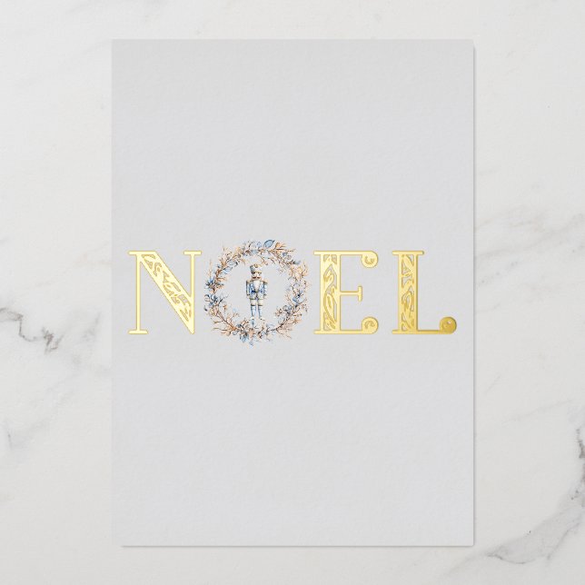 Noel Elegant Christmas Nutcracker Ballet Photo Foil Holiday Card (Front)