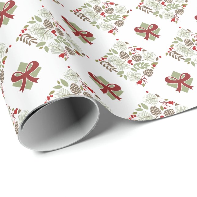 Noël, élégant, hiver. Papier cadeau (Coin rond)