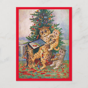 Noël en Catland, carte postale Louis Wain