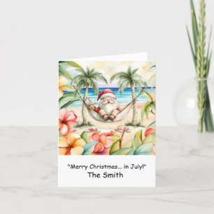 Noël en juillet avec Père Noël at Beach Carte de v