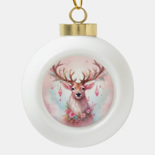 Noël en rose : renne avec décoration de Noël rose