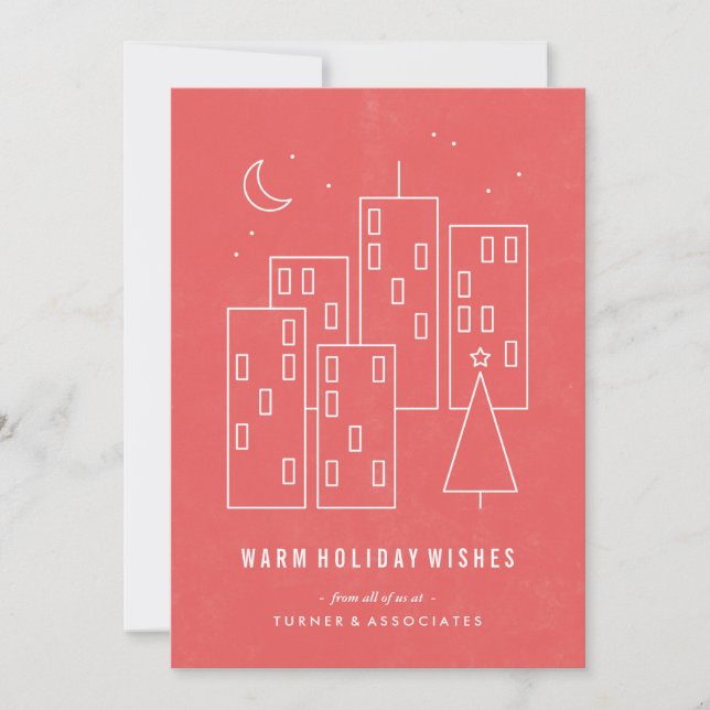 Noël en ville Carte de vacances - Rouge (Devant)