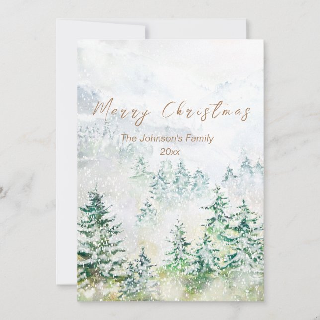 Noël épaisse carte de la forêt de pins (Devant)