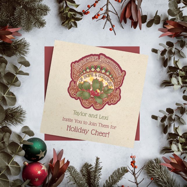 Noël et bénédictions de Yule Invitation de vacance (Christmas and Yule Blessings Holiday Invitation)