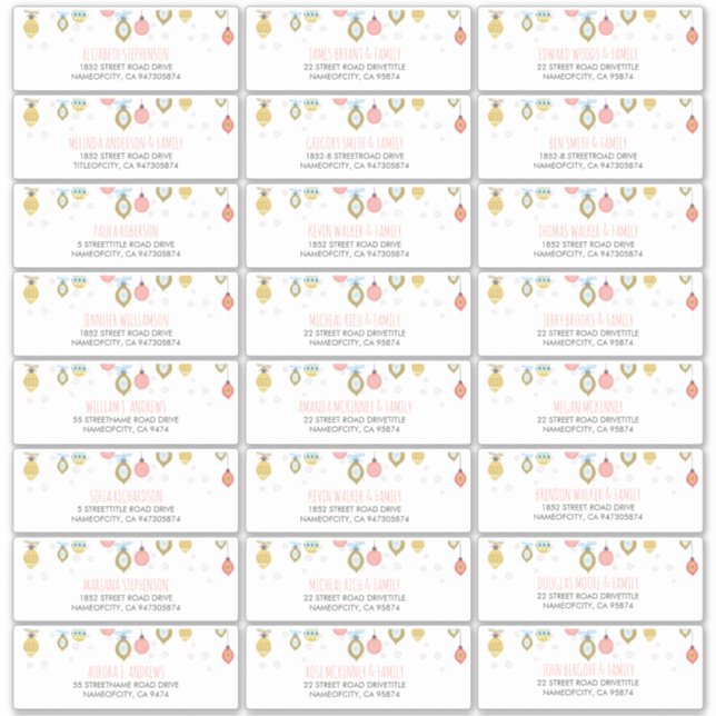 Noël et Nouvel An Nom des invités Étiquette de adr (Devant)