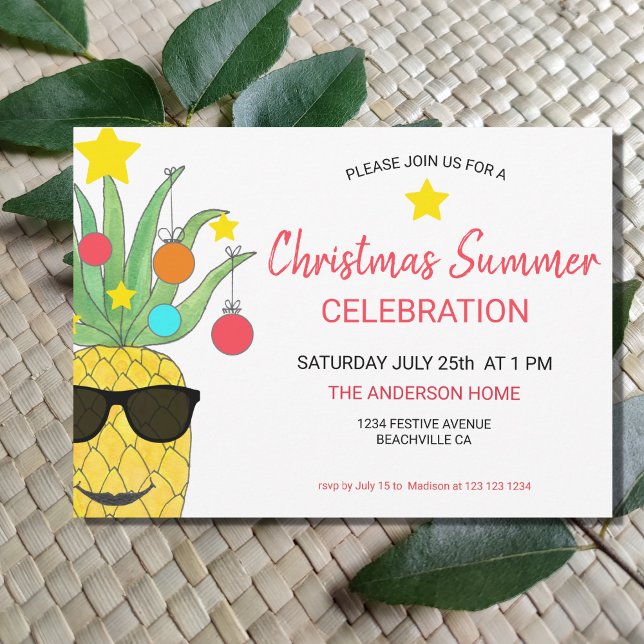 Noël Été Ananas Fête Invitation (Créateur téléchargé)
