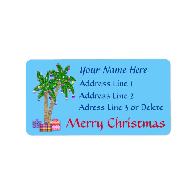 Noël Étiquettes de adresse tropicaux avec VOTRE TE (Devant)