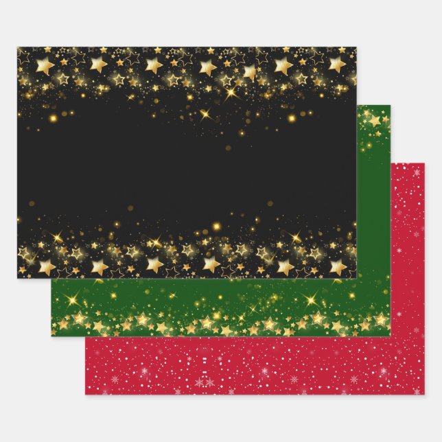 Noël étoile brillante WRAPPING PAPIER FEUILLES (Lot)