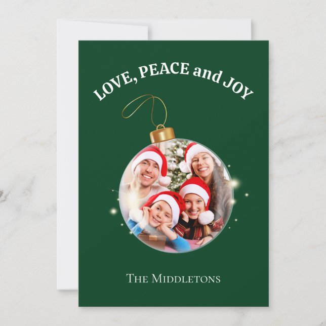 Noël Famille Photo Amour Paix Joie Carte de vacanc (Devant)