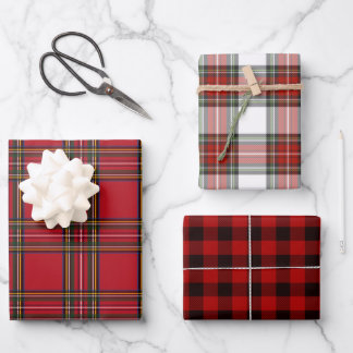Noël festif rouge Plaid Tartan papier enveloppant