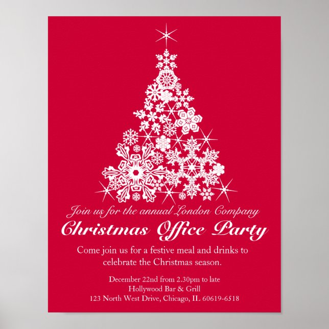 Noël fête arbre rouge affiche (Devant)