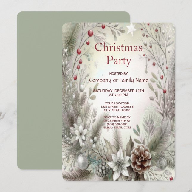 Noël Fête d'hiver Invitation (Devant / Derrière)