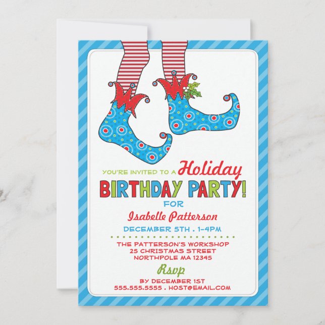 Noël Fête Elfe Anniversaire Fête Invitation (Devant)