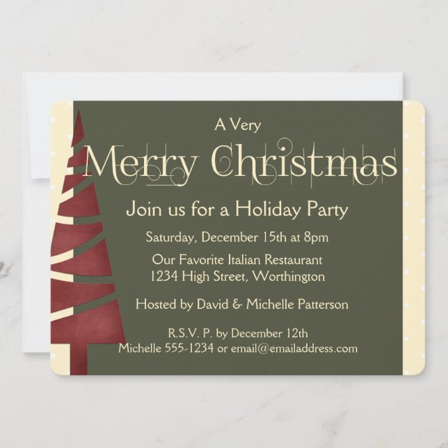 Noël Fête Invitation Arbre Design 3 (Devant)