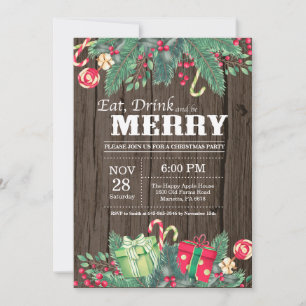 Noël Fête Invitation Bois rustique