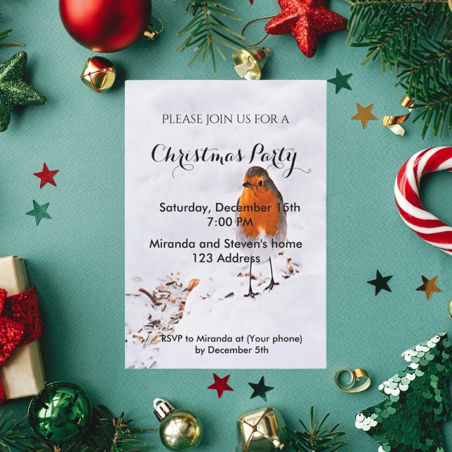 Noël fête invitation carte mignon rouge dans la ne (Créateur téléchargé)