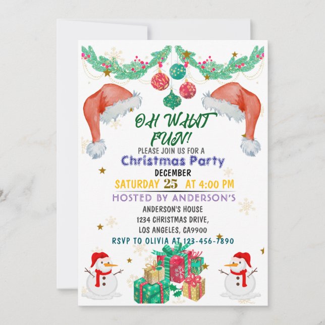 Noël Fête Invitation Enfants Vacances Santa Hat (Devant)