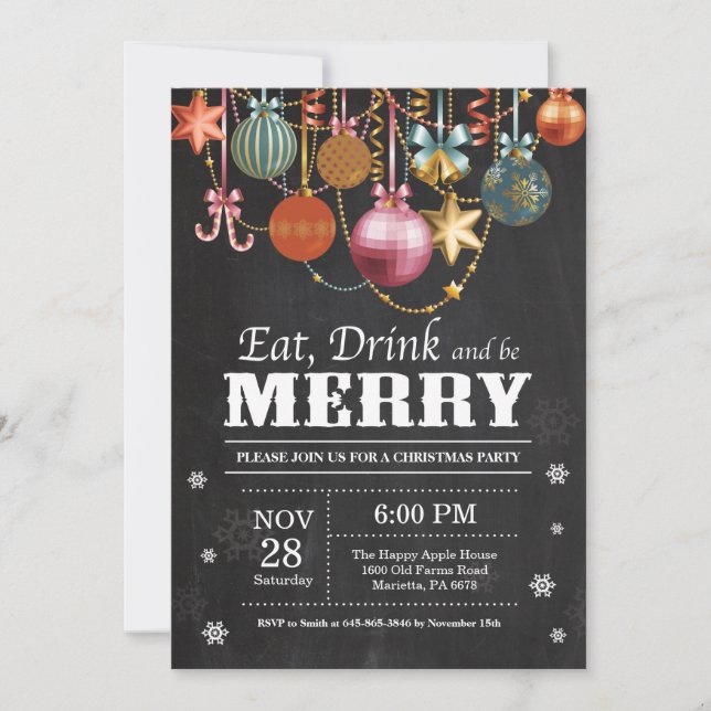 Noël Fête Invitation Manger Boire Joyeux (Devant)