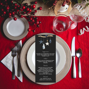 Noël fête noir bleu nordique menu