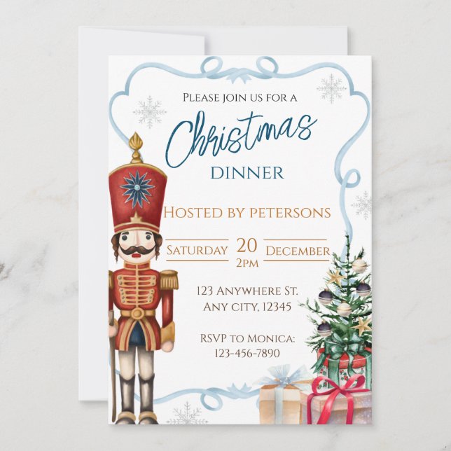 Noël Fête Nutcracker Dîner Invitation (Devant)