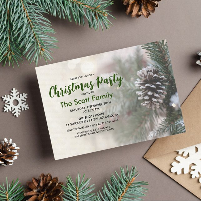 Noël Fête Pine Cone Invitation (Créateur téléchargé)