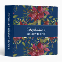 Noël Fête Recette Classeur Floral Blue