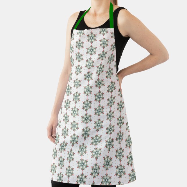 Noël Flocon de neige Cuisine tablier rouge vert bl (Insitu)