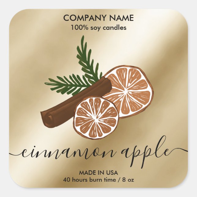 Noël Floral Cinnamon étiquette produit de bougie (Devant)